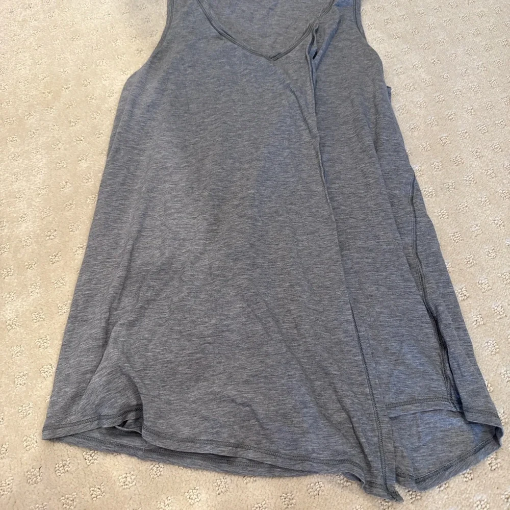 Lululemon Gray Open-Front Crossover Tank Top | Straight Hem Flowy Yoga Layer